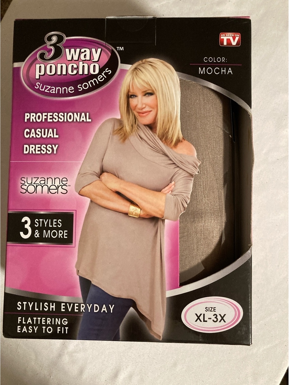 Suzanne Somers 3 Way Poncho Mocha XL-3X As Seen On TV New in Box